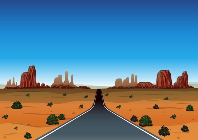 Viagem por estrada pelo deserto vetor