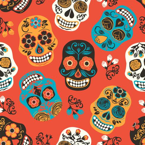 Dia de los muertos. Dia dos Mortos. Padrão sem emenda vetor