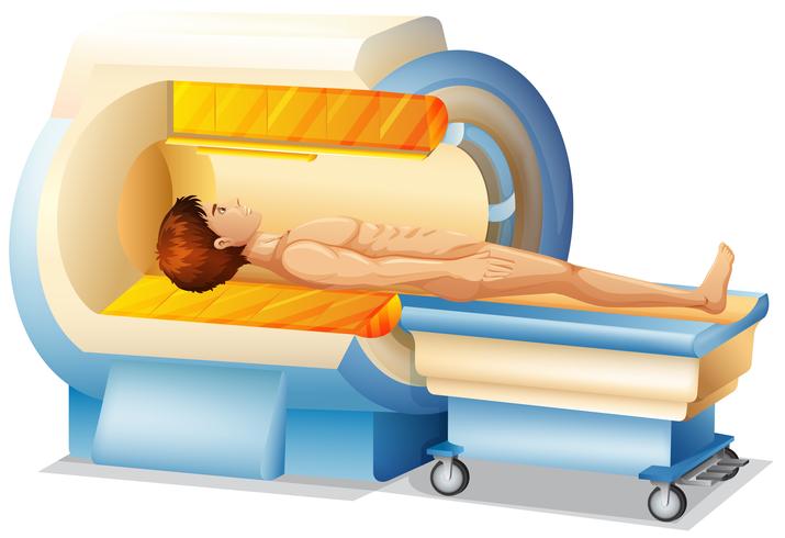 Um homem no scanner de ressonância magnética vetor