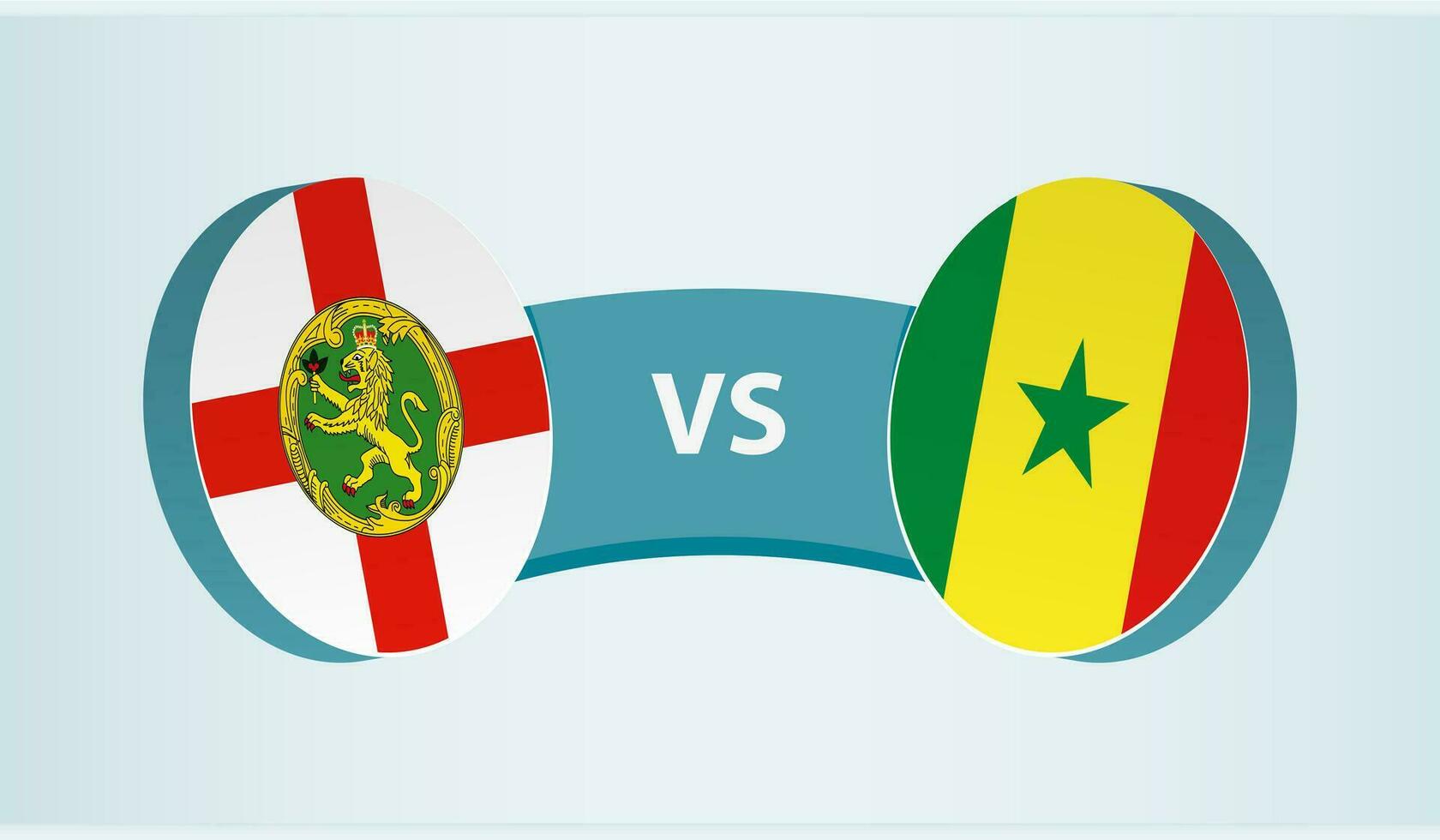 Alderney versus Senegal, equipe Esportes concorrência conceito. vetor