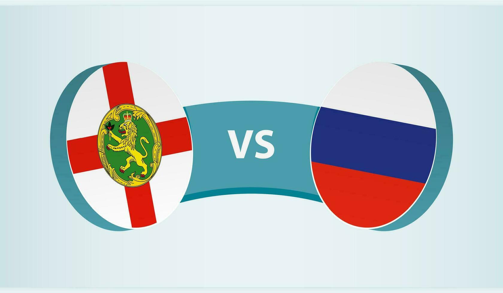 Alderney versus Rússia, equipe Esportes concorrência conceito. vetor