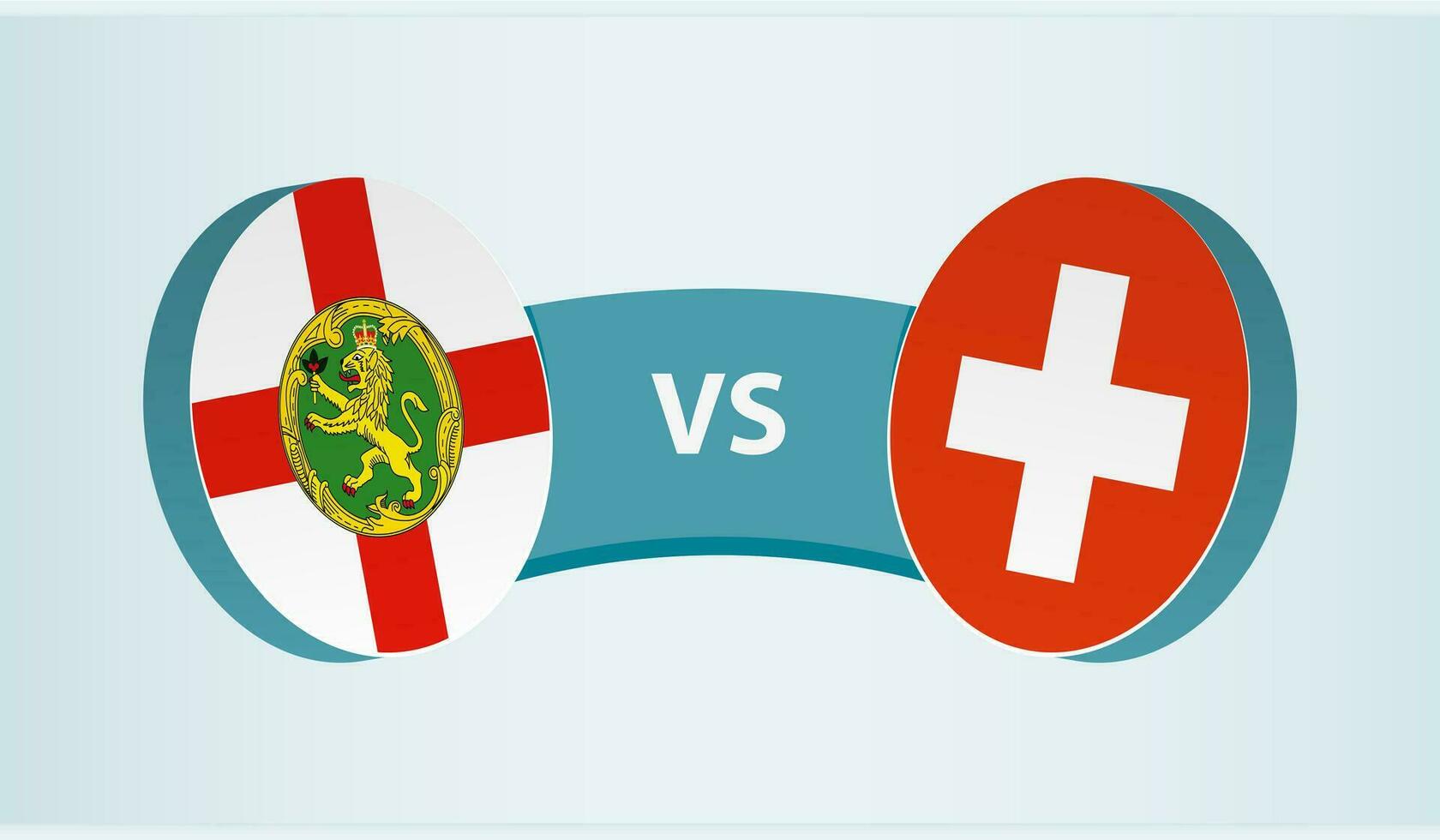 Alderney versus Suíça, equipe Esportes concorrência conceito. vetor