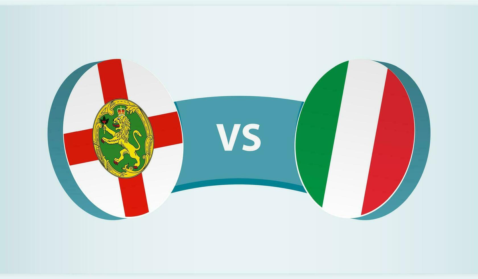 Alderney versus Itália, equipe Esportes concorrência conceito. vetor