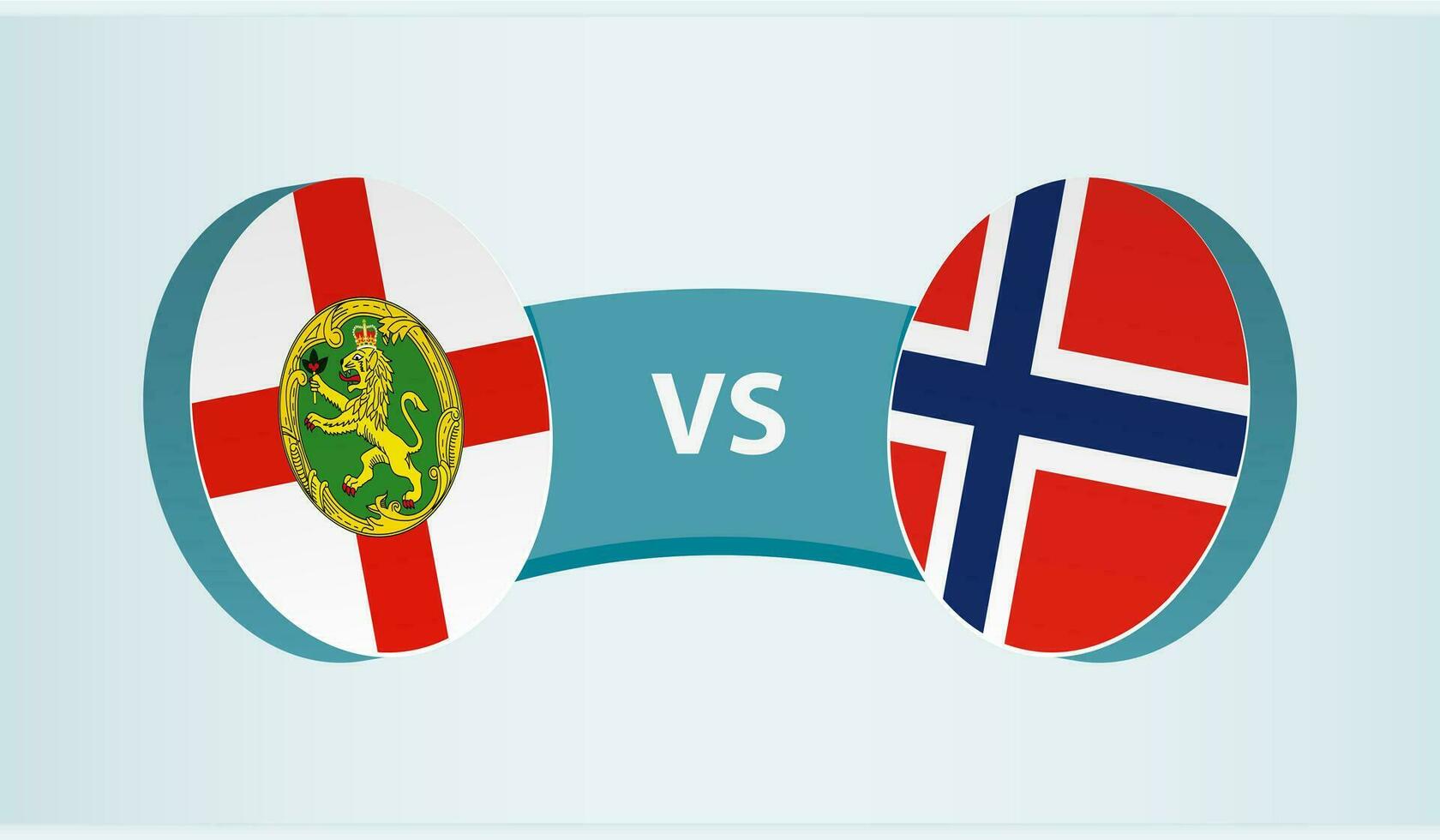 Alderney versus Noruega, equipe Esportes concorrência conceito. vetor