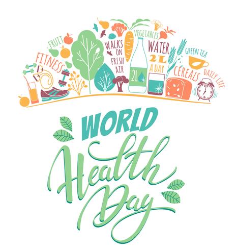 Ilustração em vetor dia mundial da saúde.