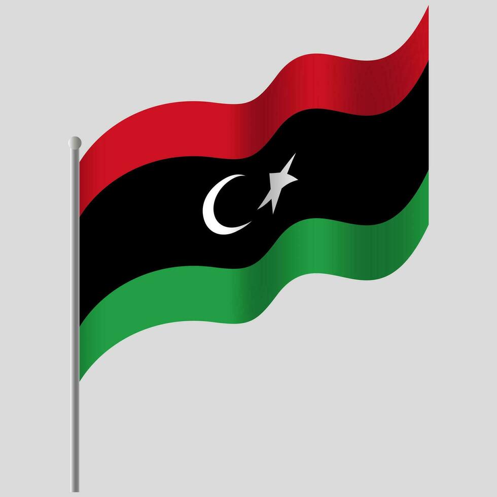 acenou Líbia bandeira. Líbia bandeira em mastro. vetor emblema do Líbia