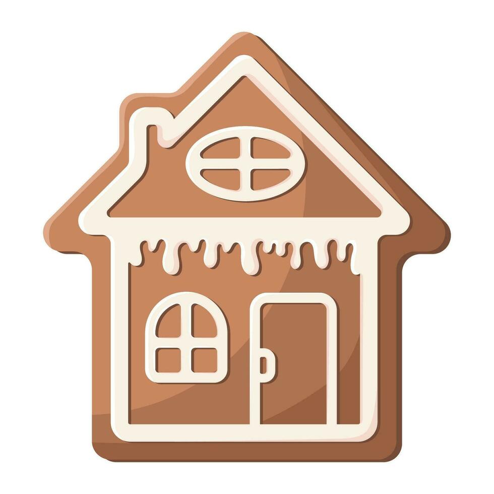 Pão de gengibre biscoitos. inverno caseiro doce dentro forma do casa. desenho animado vetor ilustração