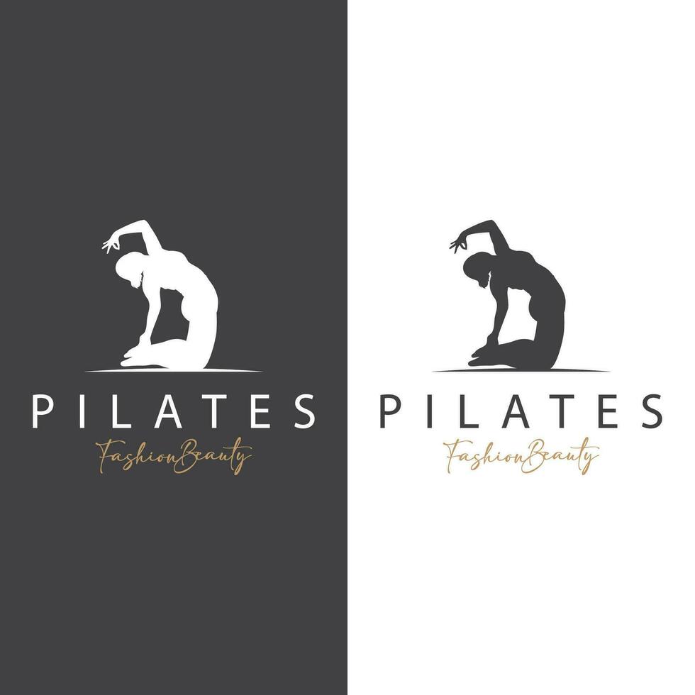 pilates pose logotipo, ioga logotipo Projeto vetor modelo ilustração