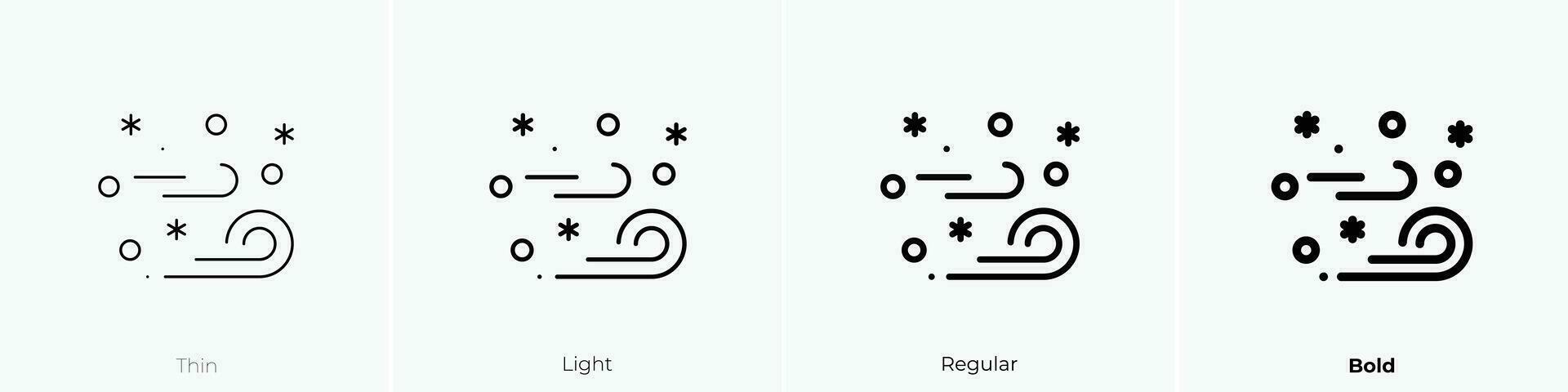 tempestade de neve ícone. afinar, luz, regular e negrito estilo Projeto isolado em branco fundo vetor