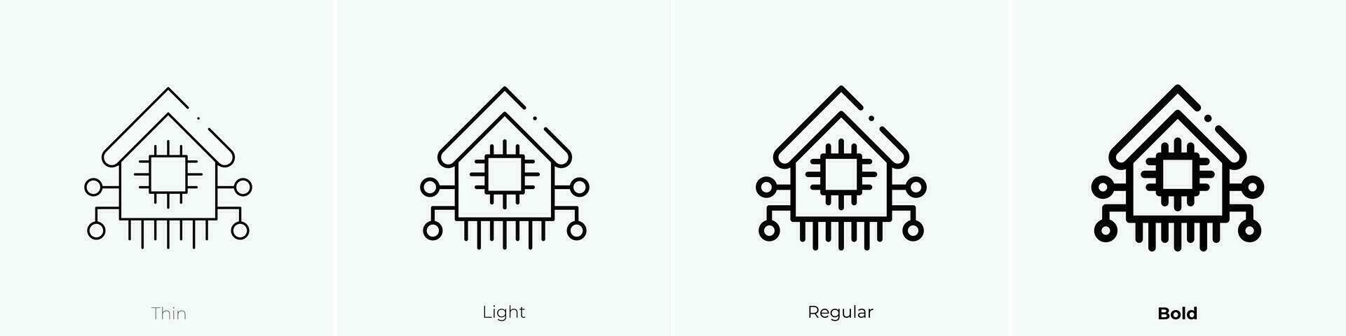 lar inteligente ícone. afinar, luz, regular e negrito estilo Projeto isolado em branco fundo vetor