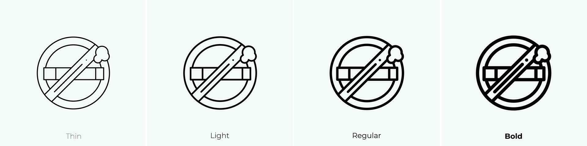 fumar ícone. afinar, luz, regular e negrito estilo Projeto isolado em branco fundo vetor