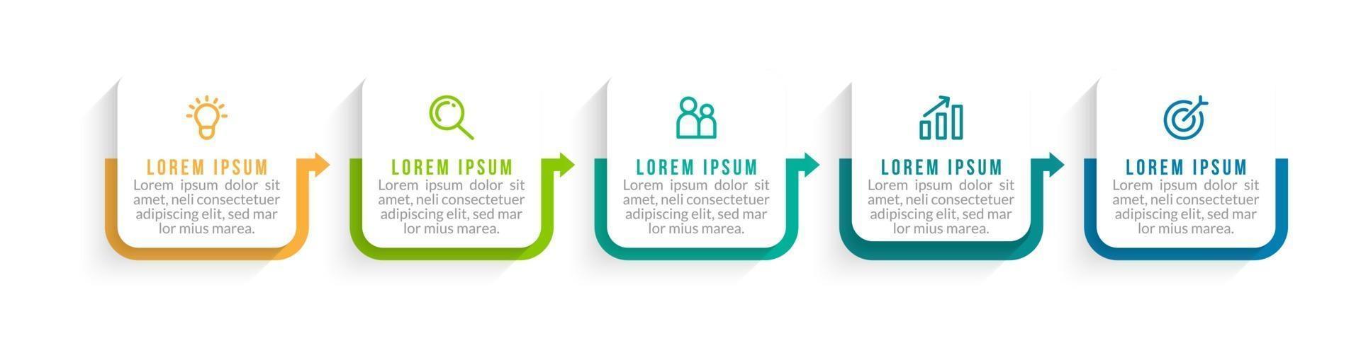 infográfico design de conceito de negócio com ícones e 5 opções ou etapas vetor