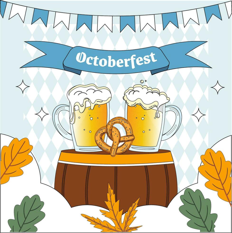 ilustração para oktoberfest Cerveja festival celebração vetor