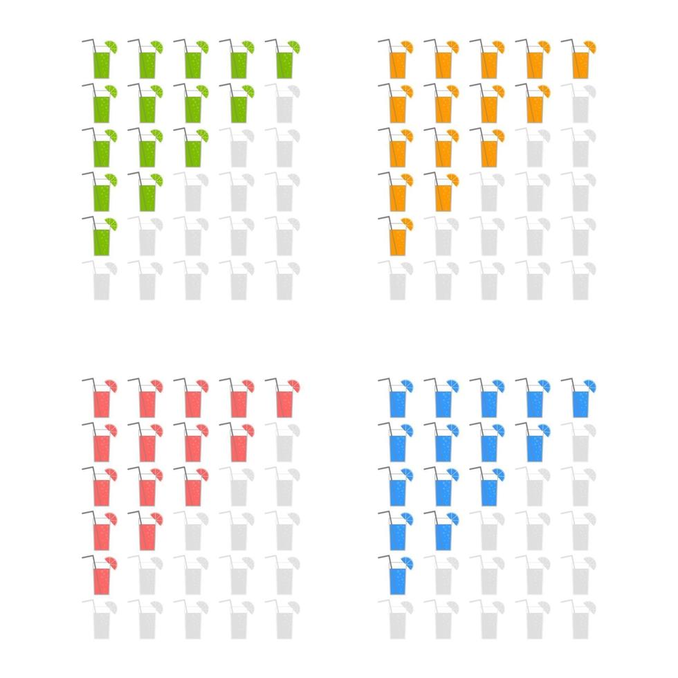 cinco ícones de classificação de coquetéis. vetor