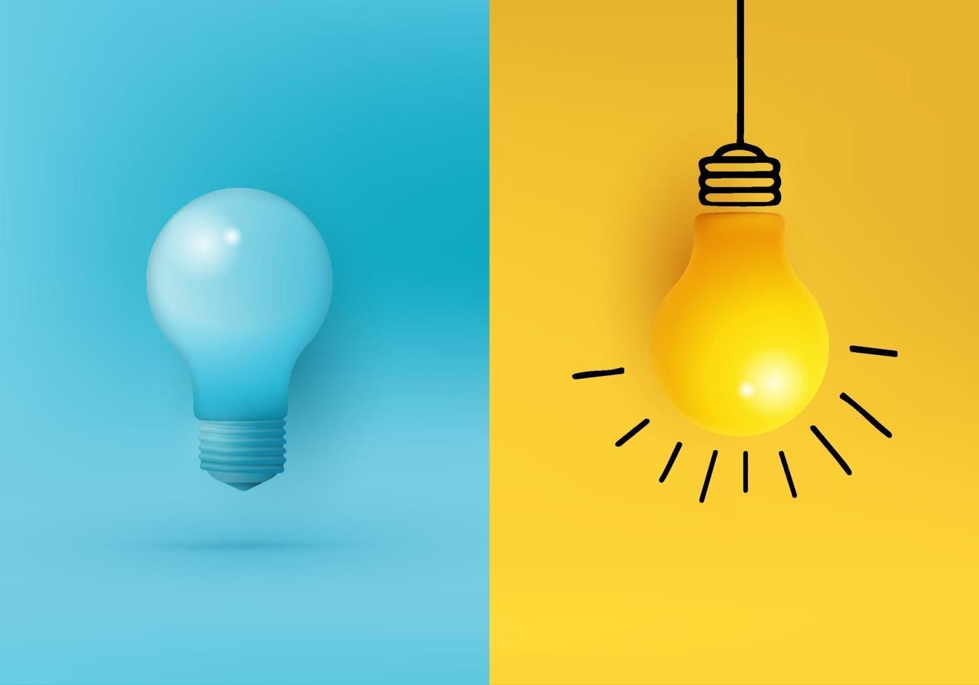 lâmpada criatividade ideia criativa, nova ideia e conceito com lâmpada vetor