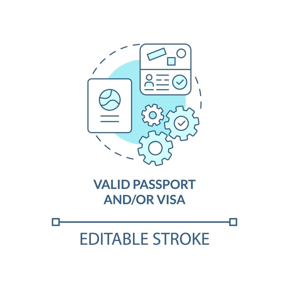 passaporte válido e ícone de conceito de visto vetor