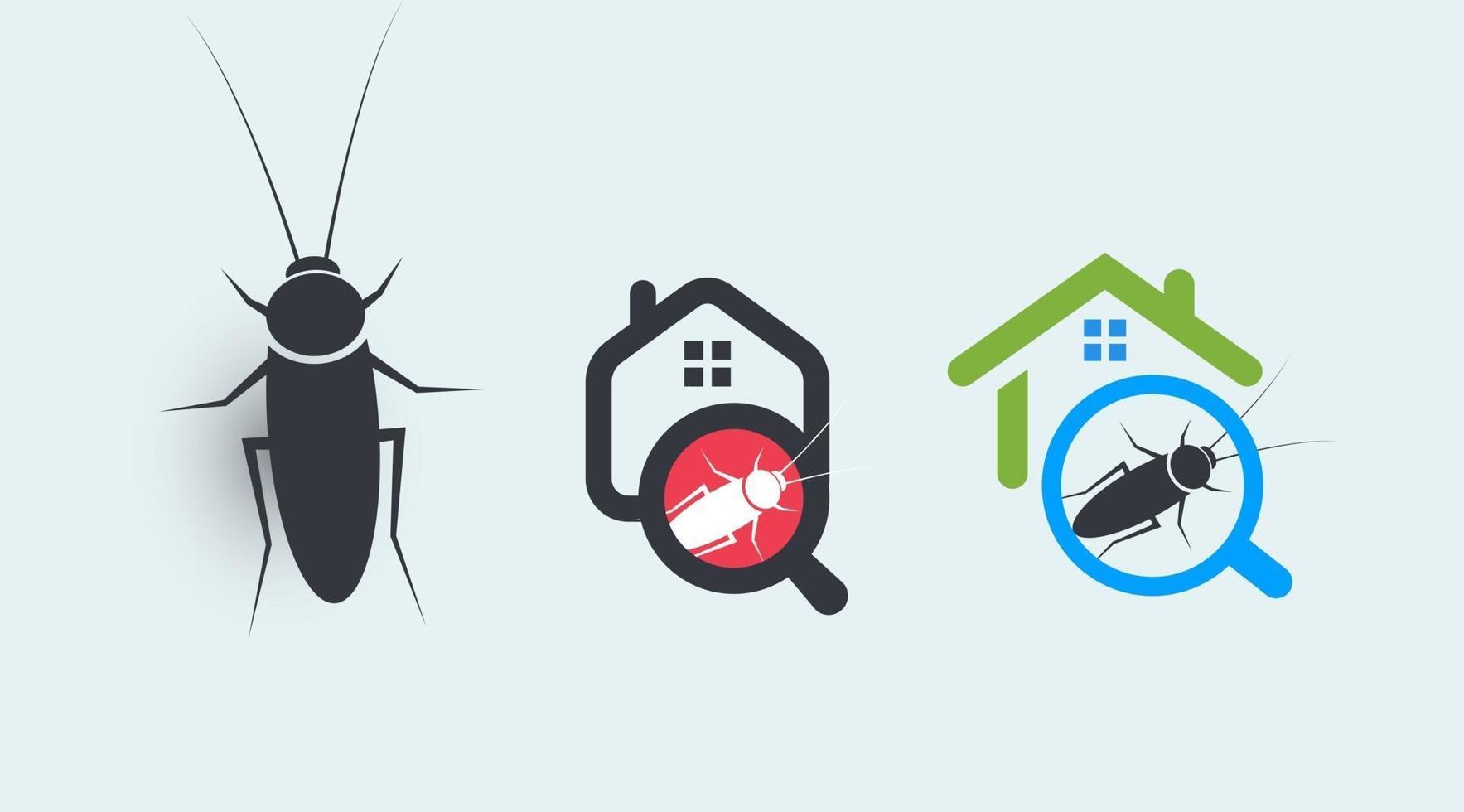 Conjunto de conceito de logotipo de serviço de controle de pragas. insetos de proteção de casas vetor