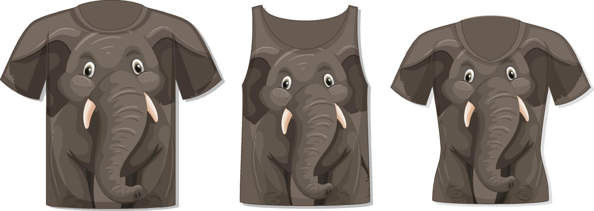 frente da camiseta com modelo de elefante vetor