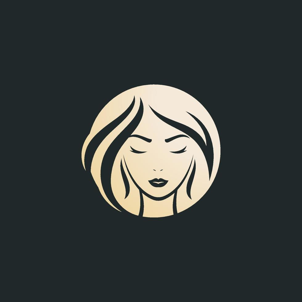 logotipo de mulher elegante com design gradiente dourado vetor