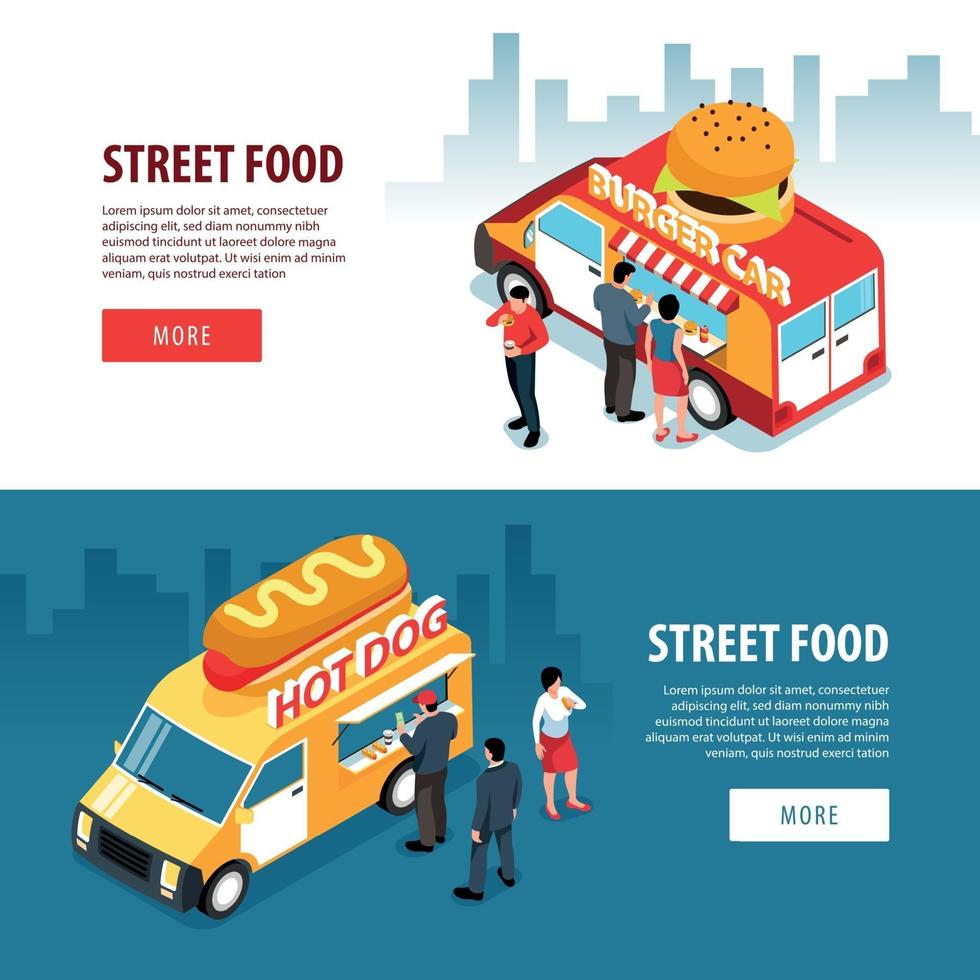 ilustração vetorial de banners horizontais de food trucks vetor