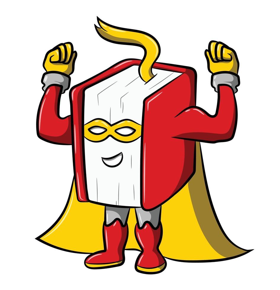 personagem de desenho animado de livro de super-herói vetor