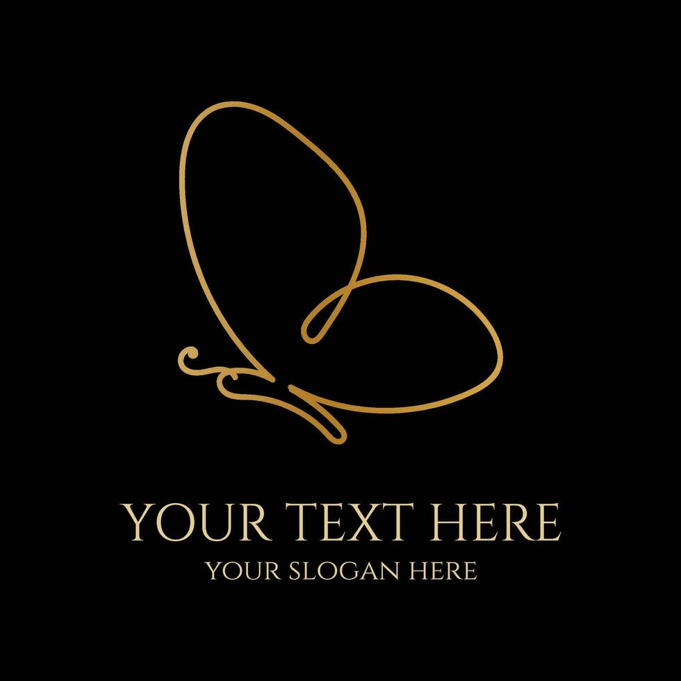 elegante luxo dourado borboleta linha para beleza moda ioga bem estar ervas natureza logotipo Projeto ilustração vetor