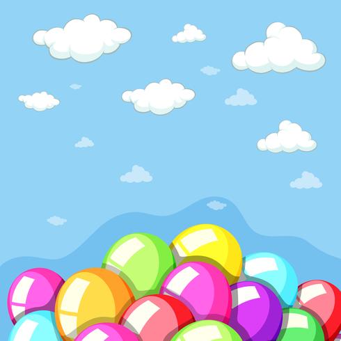 Fundo do céu com balões coloridos vetor