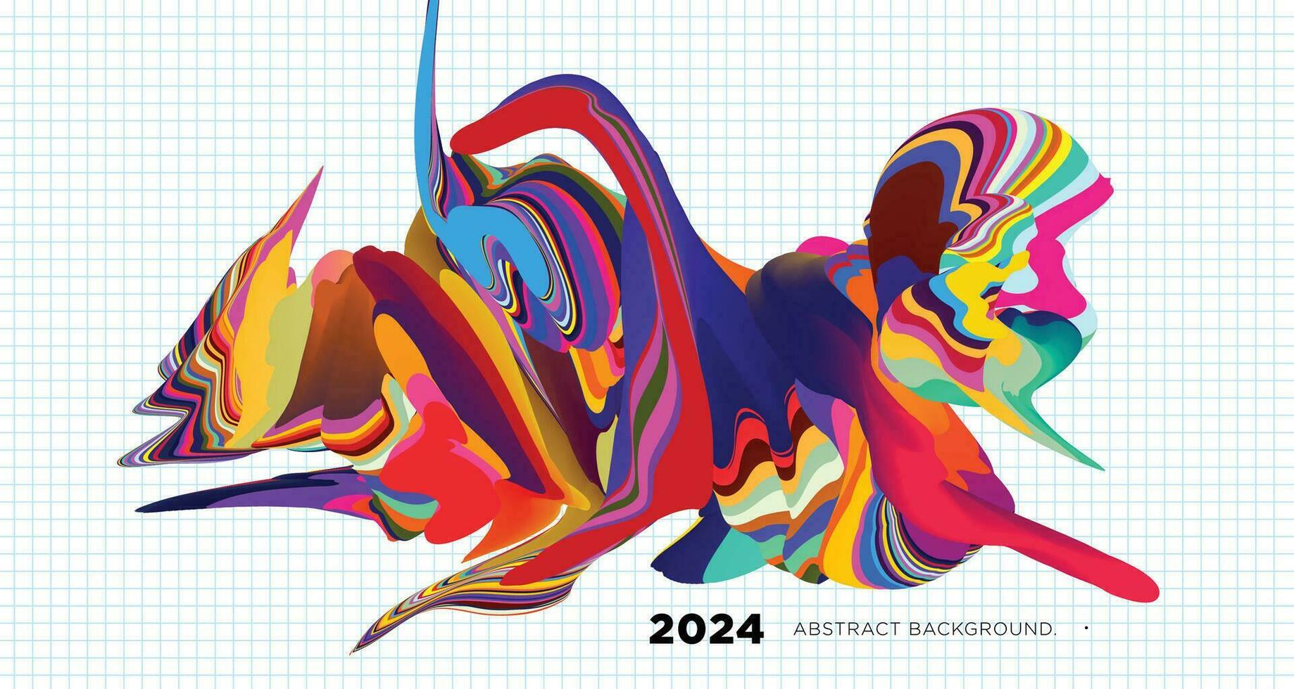 vetor ilustração colorida líquido e fluido abstrato para bandeira modelo 2024