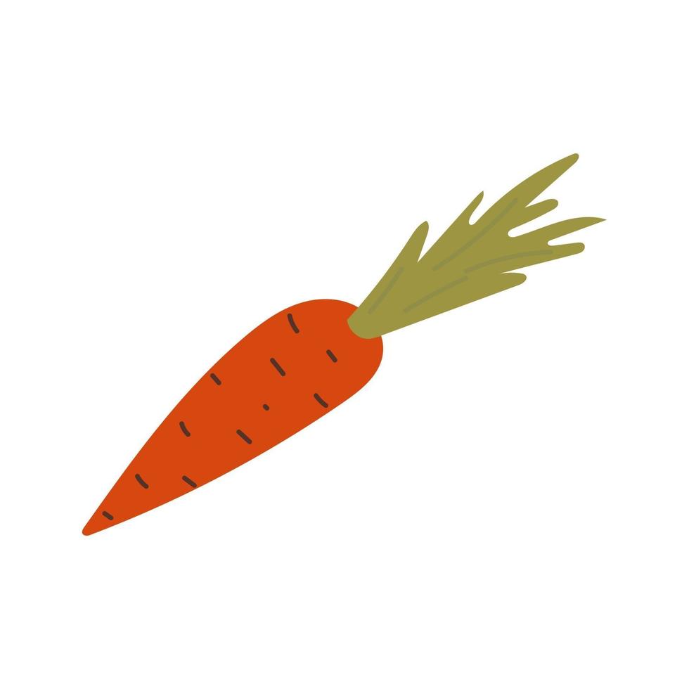 laranja cenoura mão plana desenhada ícone de vetor de estilo