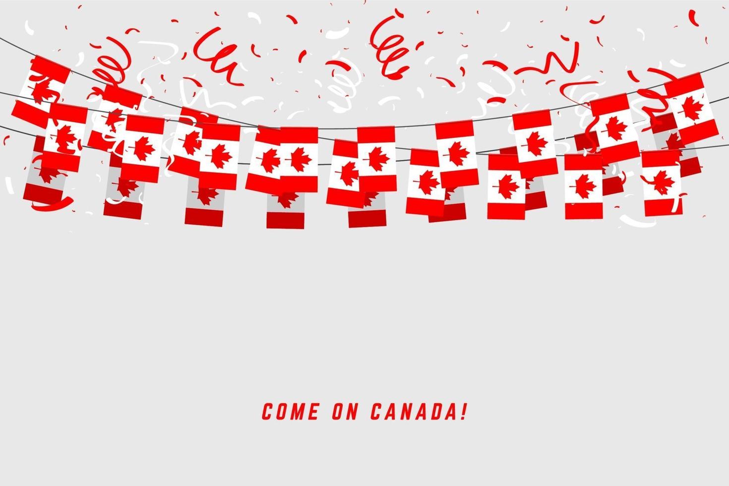 bandeira de guirlanda do Canadá com confetes em fundo cinza. vetor