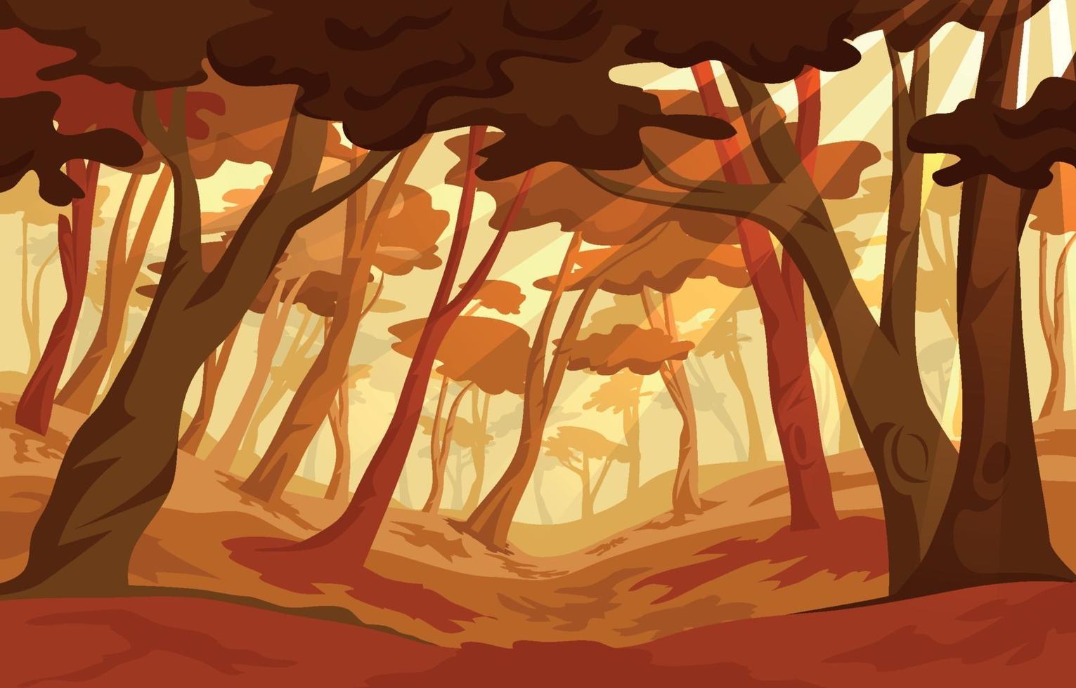 fundo de cenário de floresta de outono vetor