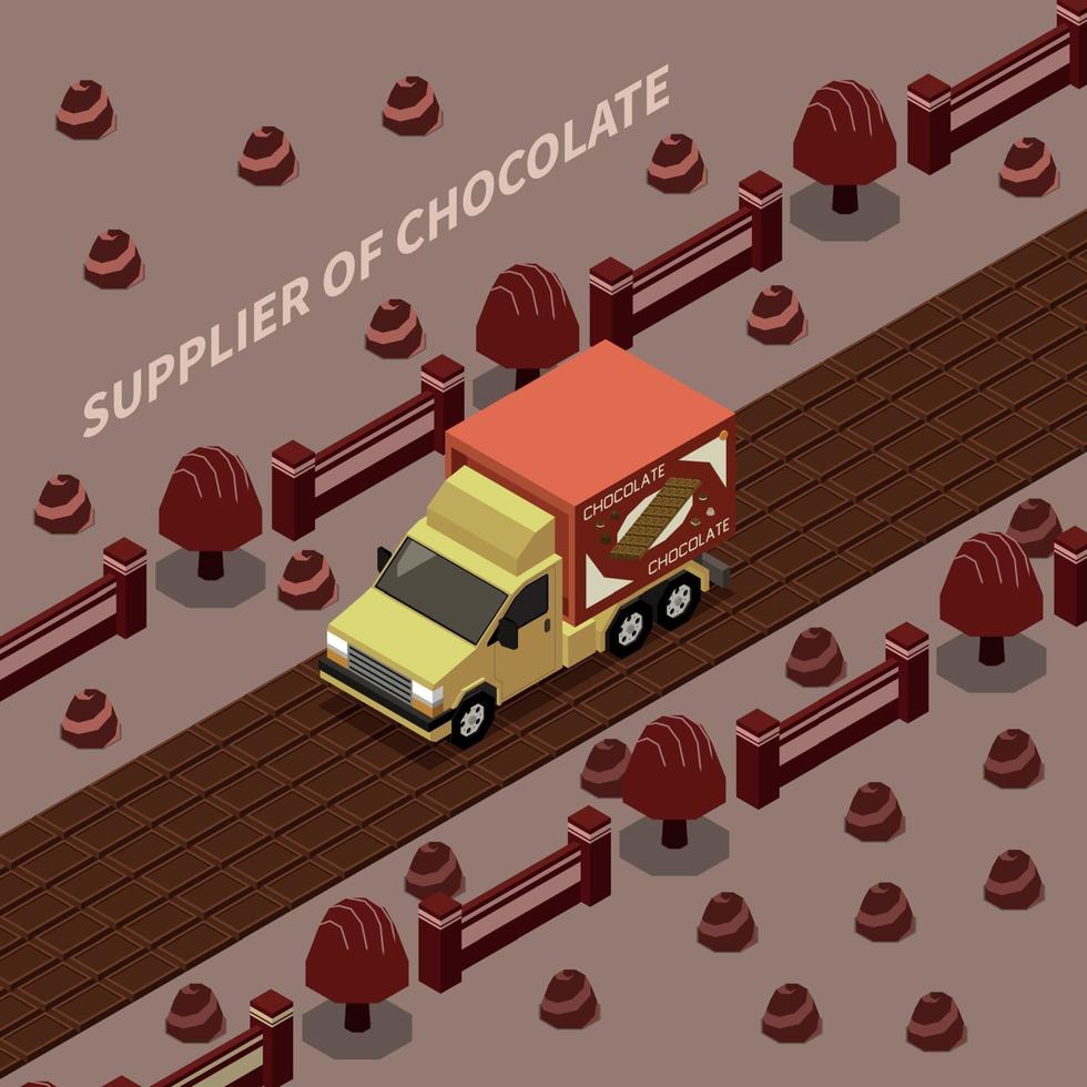 fornecedor de ilustração vetorial de fundo isomérico de chocolate vetor
