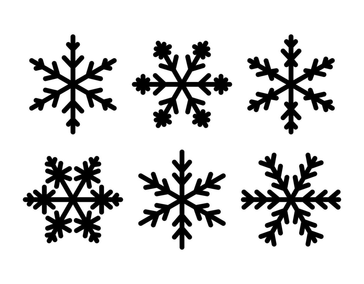 floco de neve inverno conjunto do Preto isolado ícone silhueta em branco fundo vetor