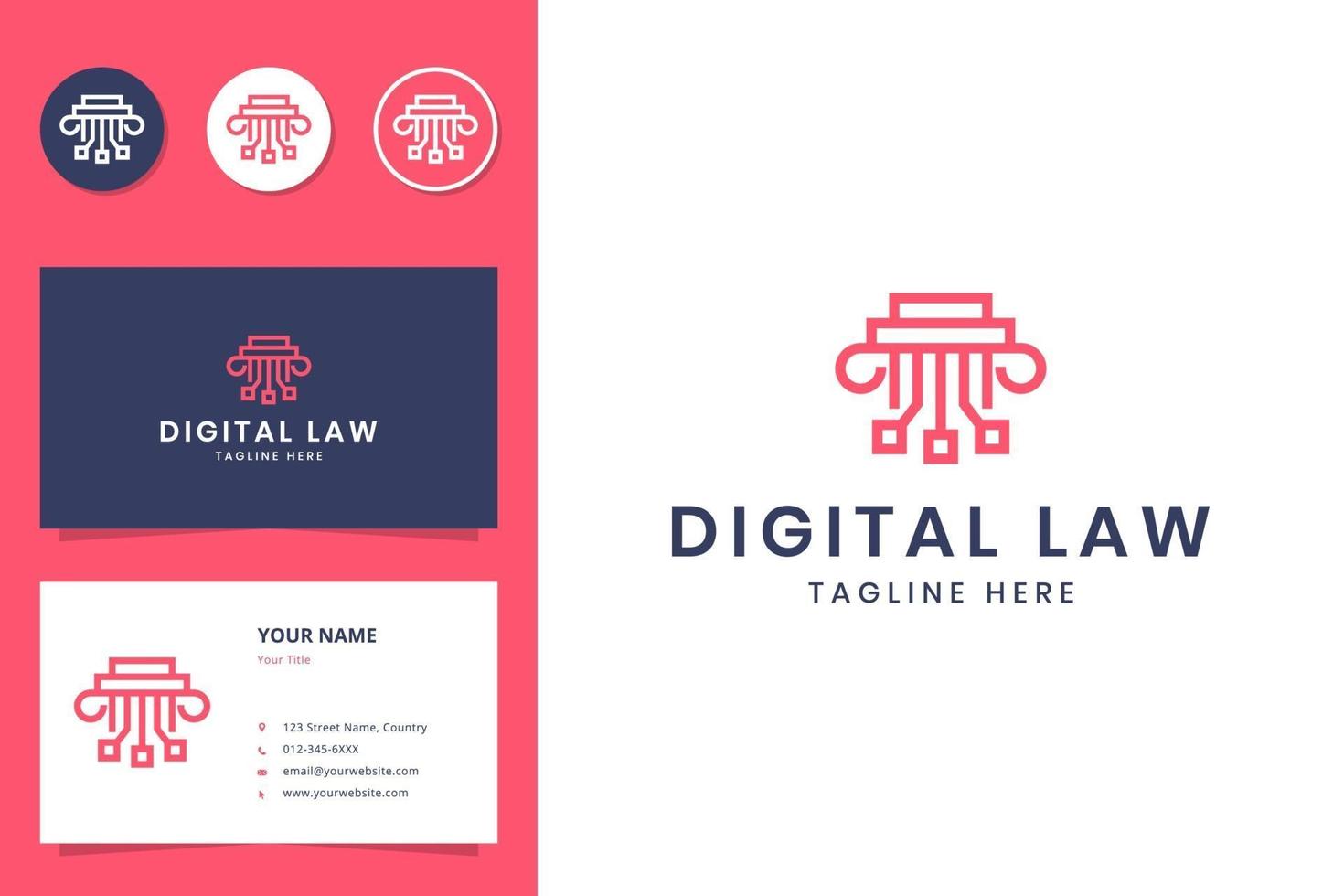 design de logotipo digital e law line art vetor