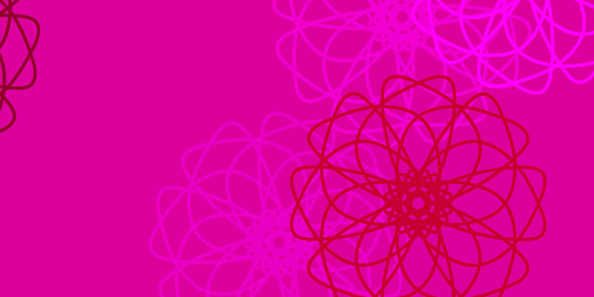 modelo de doodle de vetor rosa claro com flores.