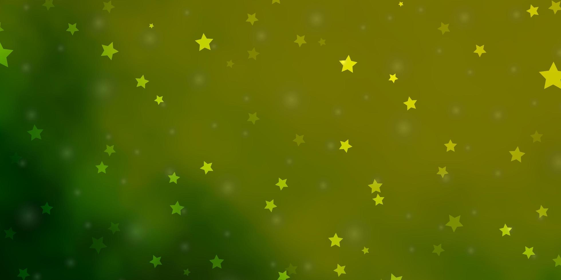 de fundo vector verde e amarelo claro com estrelas pequenas e grandes.