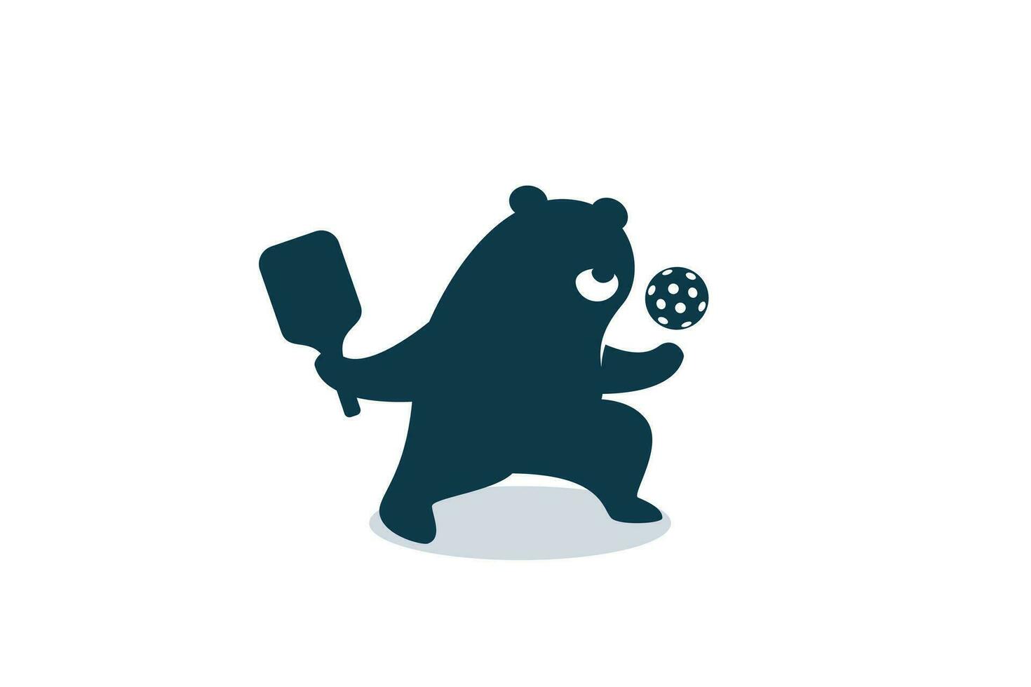 uma fofa desenho animado Urso é jogando pickleball com adorável pose. pickleball mascote para logotipo, bandeira, folheto, etc. vetor