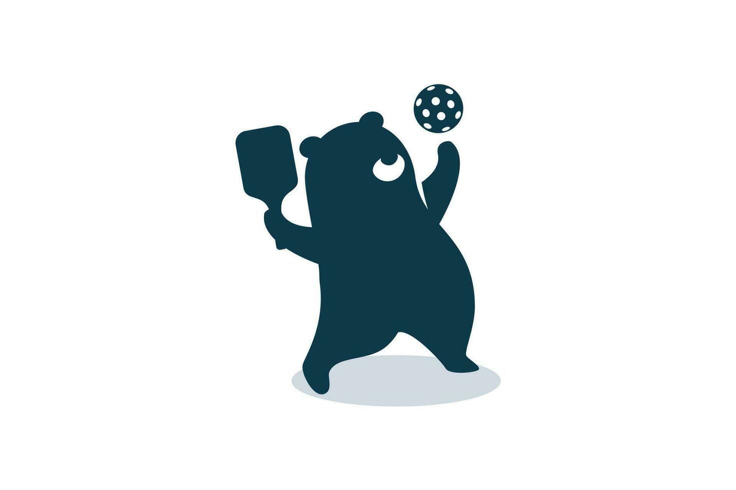 uma fofa desenho animado Urso é jogando pickleball com adorável pose. pickleball mascote para logotipo, bandeira, folheto, etc. vetor