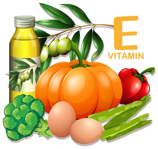 Um conjunto de vitamina E Food vetor