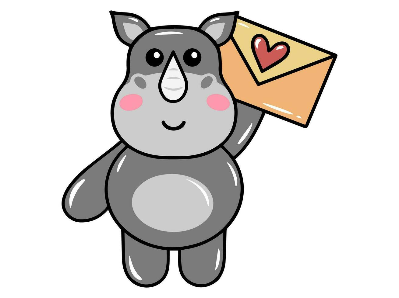 rinoceronte desenho animado fofa para dia dos namorados dia vetor
