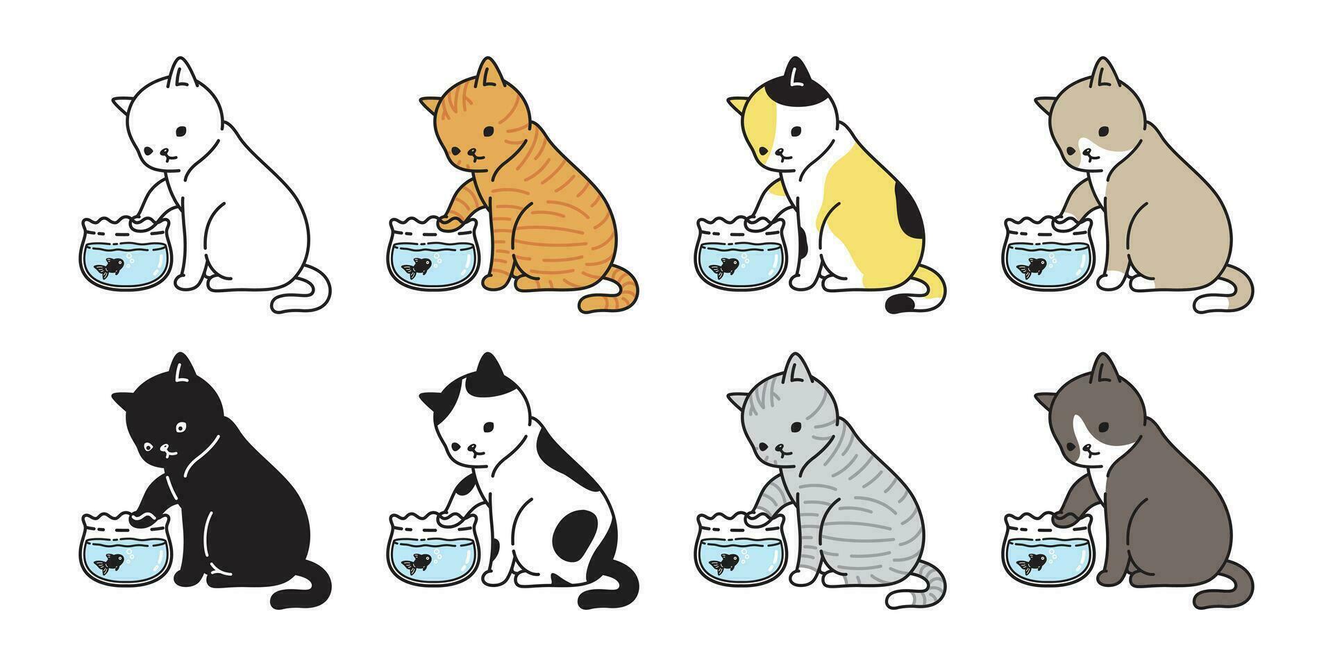 gato vetor gatinho chita ícone logotipo peixe símbolo desenho animado personagem ilustração rabisco Projeto