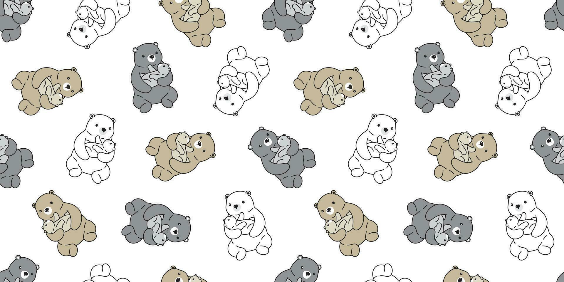 Urso desatado padronizar vetor polar Urso criança cachecol isolado desenho animado repetir fundo telha papel de parede ilustração Projeto