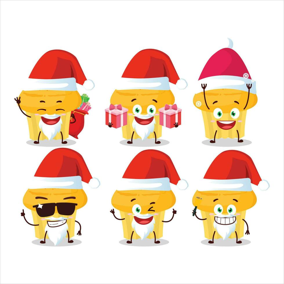 santa claus emoticons com queijo bolinho desenho animado personagem vetor