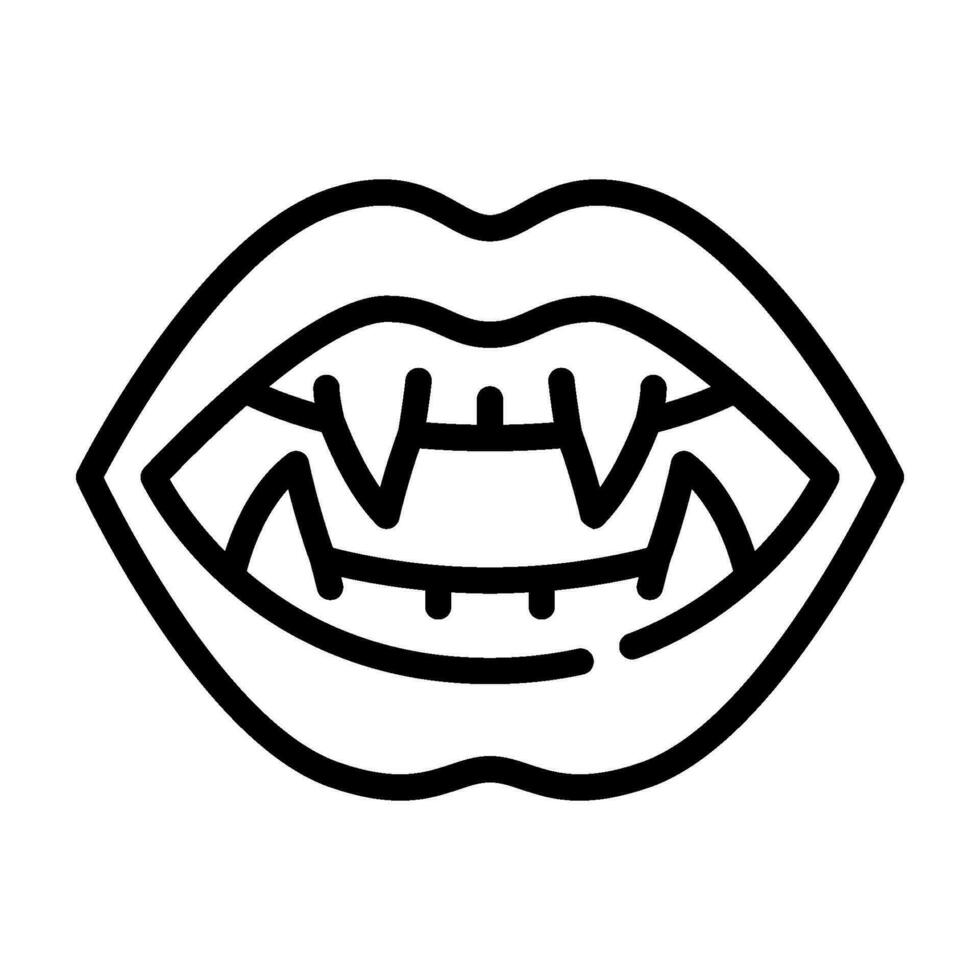 vampiro dentes linha ícone, vetor e ilustração