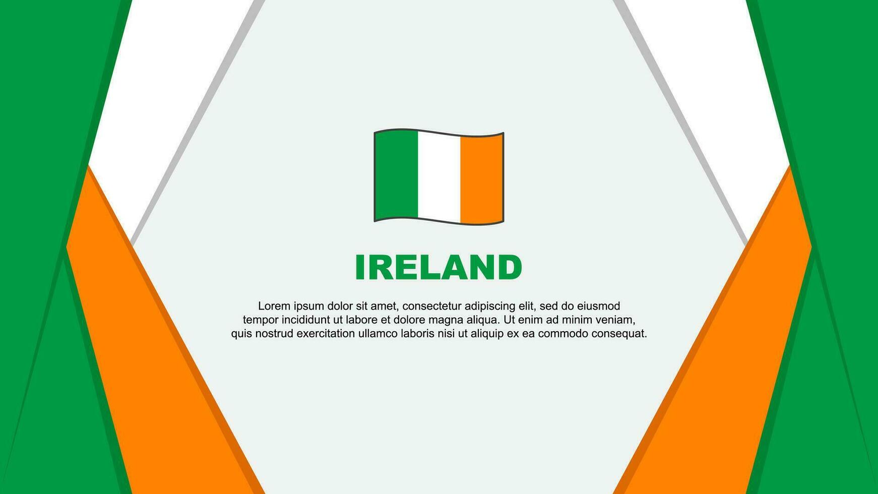 Irlanda bandeira abstrato fundo Projeto modelo. Irlanda independência dia bandeira desenho animado vetor ilustração. Irlanda fundo