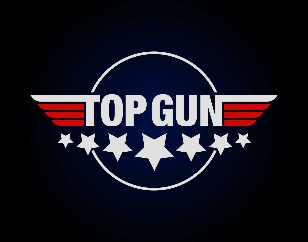 topgun tipografia vetor monograma. topo arma de fogo monograma com Sete estrelas.