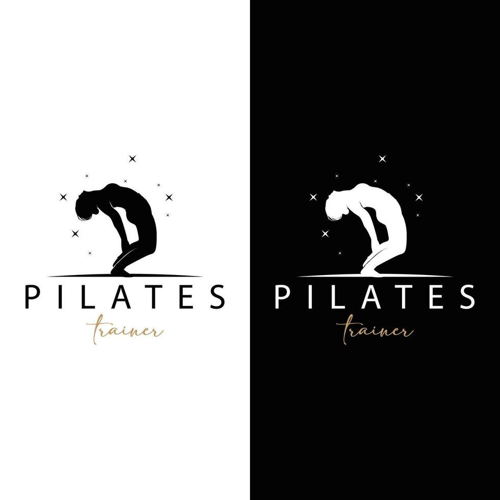 pilates pose logotipo, ioga logotipo Projeto vetor modelo ilustração
