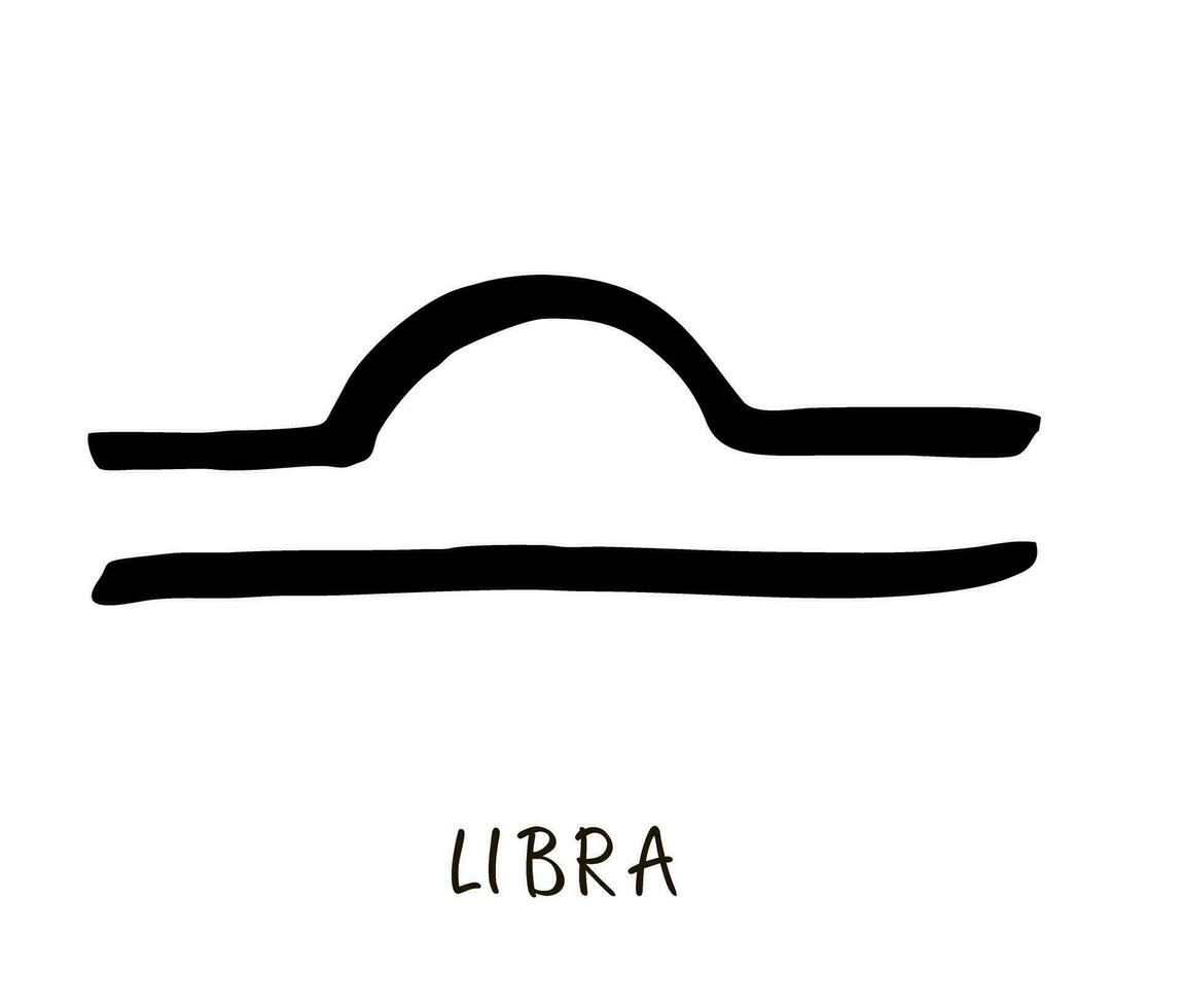 astrológico Libra zodíaco placa. mão desenhado vetor ilustração. simples tinta esboço arte. horóscopo placa. Preto cor