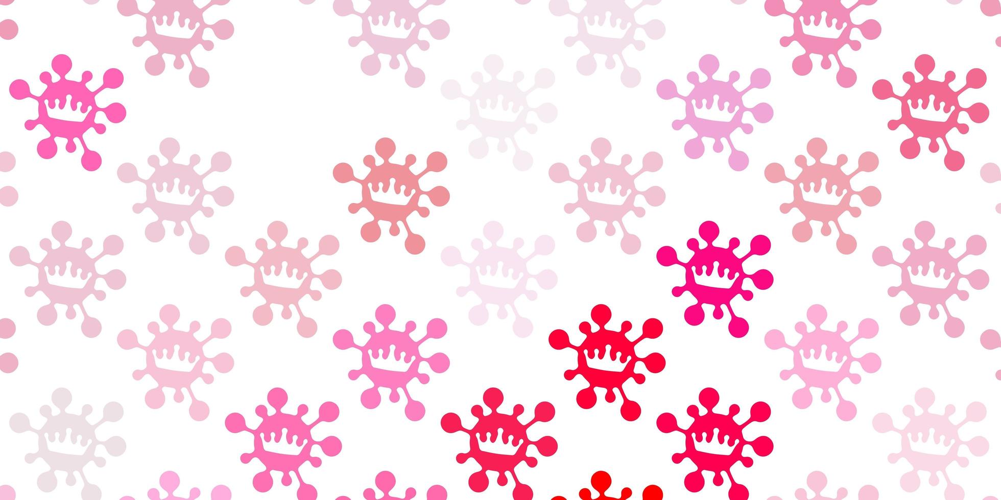 padrão de vetor rosa claro com elementos de coronavírus.