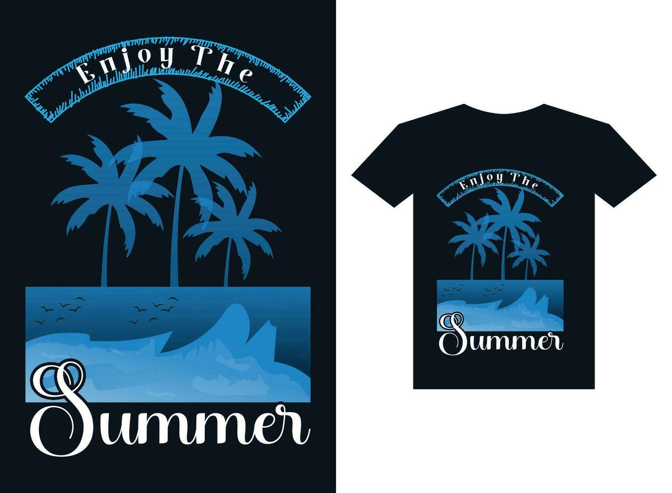 verão pôr do sol camiseta Projeto modelo vetor